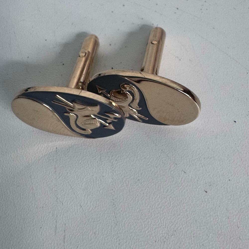 Vintage MCM Gold Tone Cuff Link Knight Armor Swords